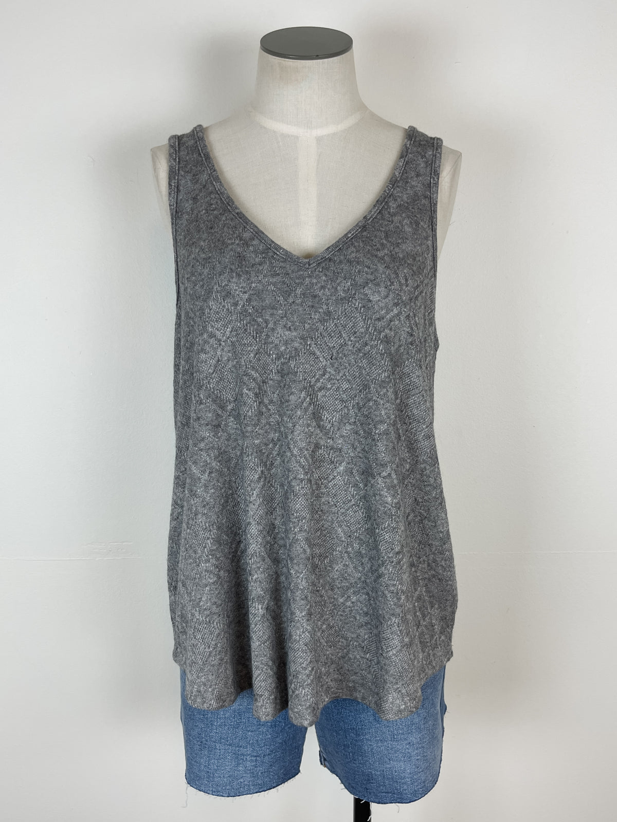 Taylor Knit V Neck Tank in Heather Grey