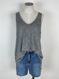 Taylor Knit V Neck Tank in Heather Grey