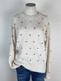 Jazzy Rhinestone Sweater in Oatmeal