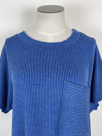 Amber Ribbed T Shirt Dress in Blue