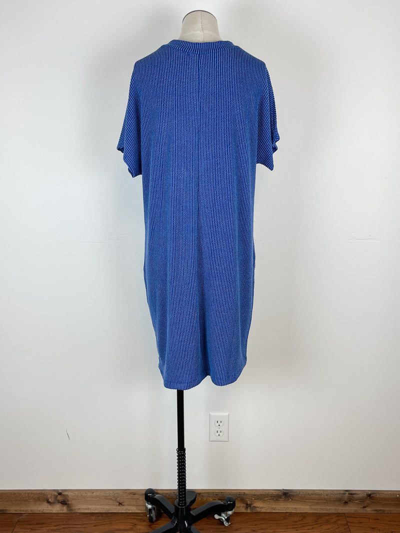 Amber Ribbed T Shirt Dress in Blue