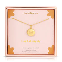 Lucky Feather Mini Engraved Locket in Gold