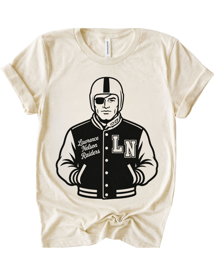 Lawrence Nelson Raiders Varsity Mascot Tee