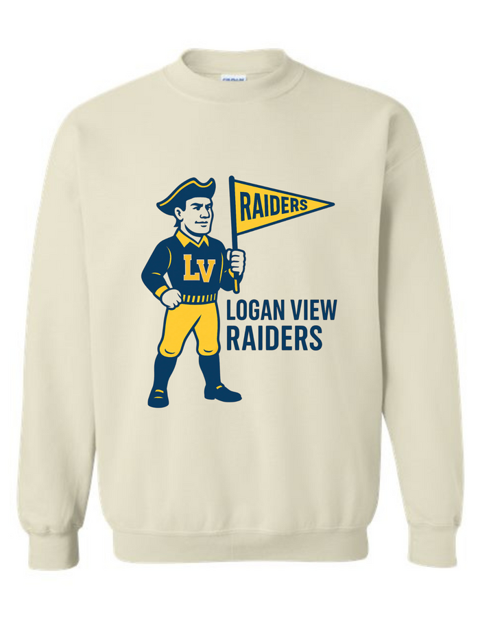 Logan View Raiders Vintage Mascot Tee & Sweatshirt