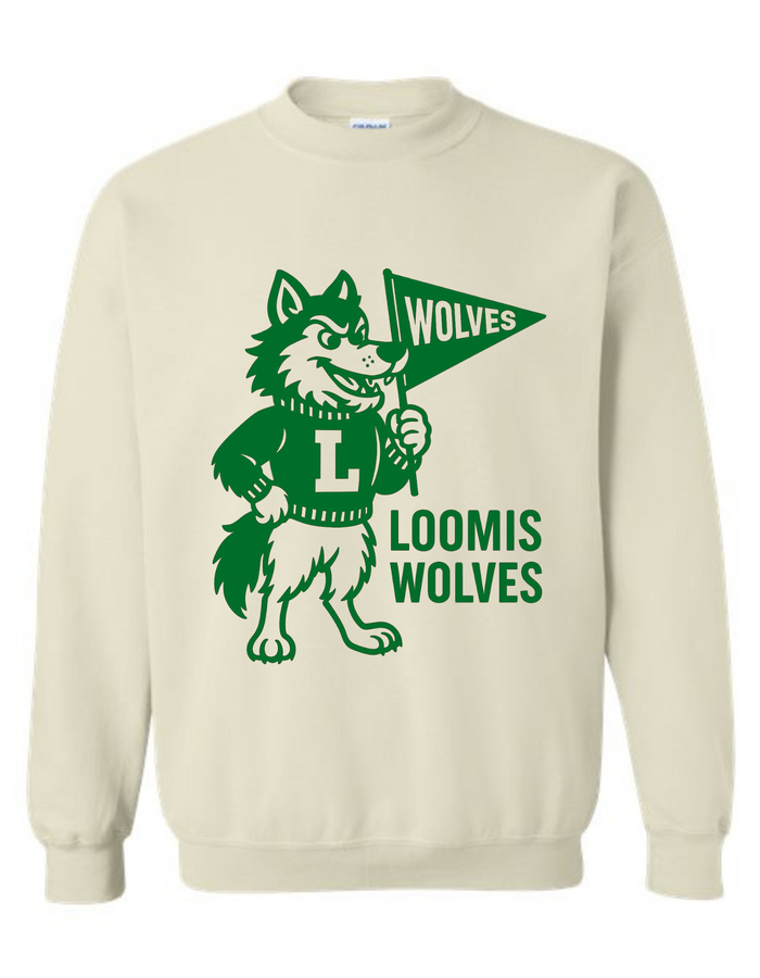 Loomis Wolves Vintage Mascot Tee & Sweatshirt