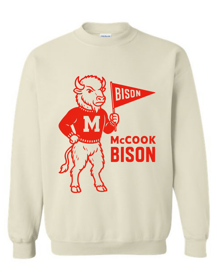 McCook Bison Vintage Mascot Tee & Sweatshirt