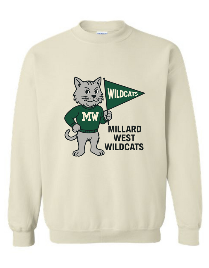 Millard West Wildcats Mascot Tee & Sweatshirt