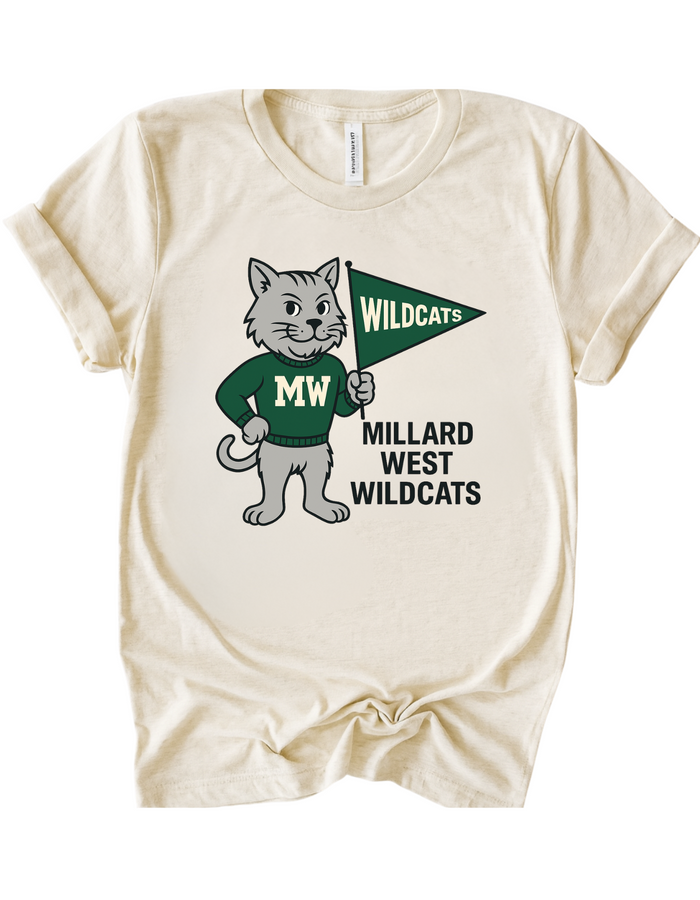 Millard West Wildcats Mascot Tee & Sweatshirt