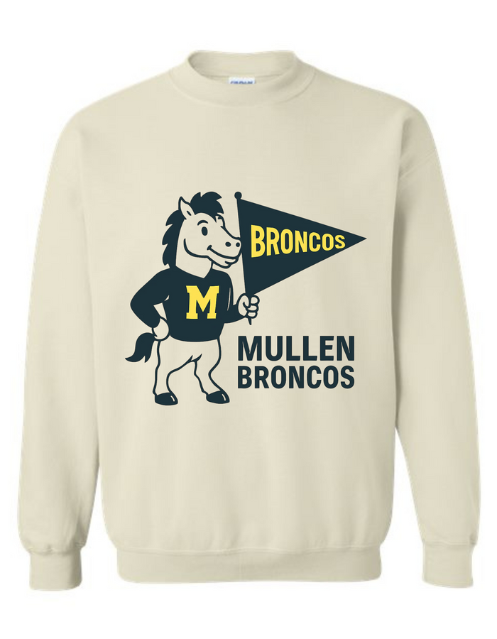 Mullen Broncos Vintage Mascot Tee & Sweatshirt