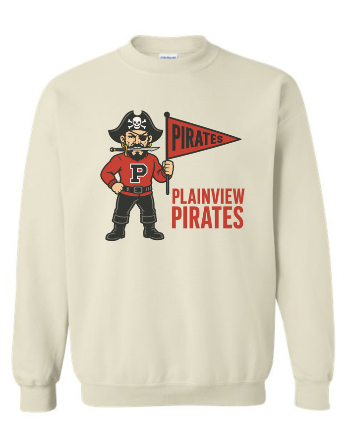 Plainview Pirates Vintage Mascot Tee & Sweatshirt
