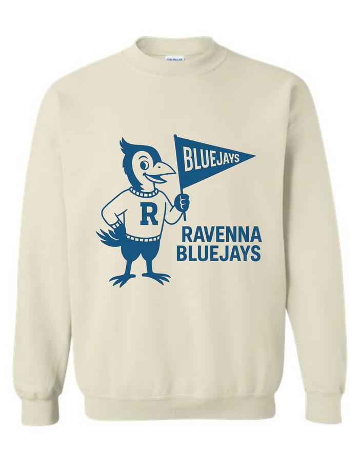 Ravenna Bluejays Vintage Mascot Tee & Sweatshirt