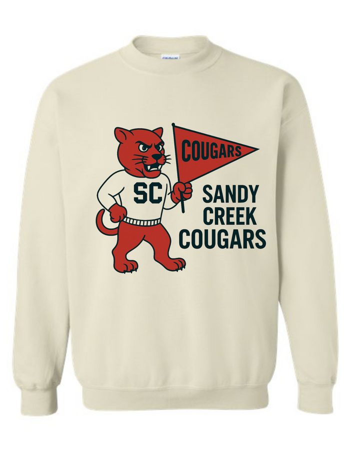 Sandy Creek Cougars Vintage Mascot Tee & Sweatshirt