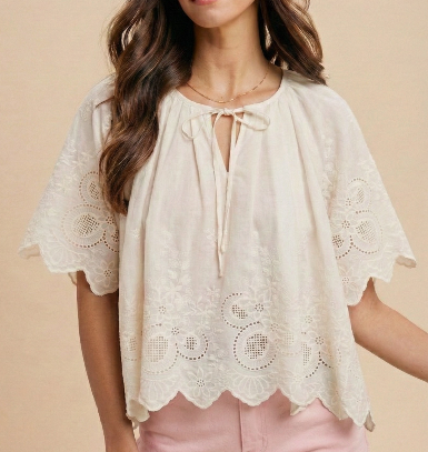 Maisy Eyelet Blouse in Ivory