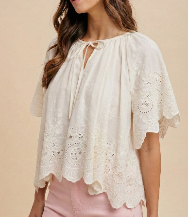 Maisy Eyelet Blouse in Ivory