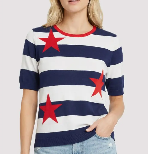 Shay Stars and Stripes Top in Navy/Red