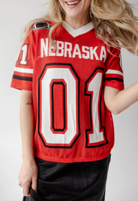 Gameday Social Nebraska Sideline Sweater Jersey in Red