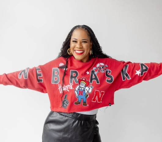 Gameday Social Nebraska Patched Up Cropped Longsleeve in Red