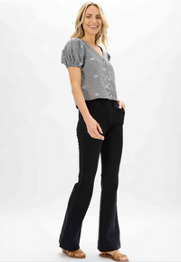 Judy Blue Taylor Pull On Trouser Flare in Black