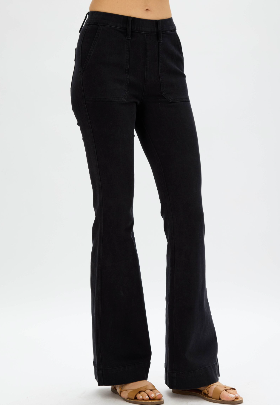 Judy Blue Taylor Pull On Trouser Flare in Black