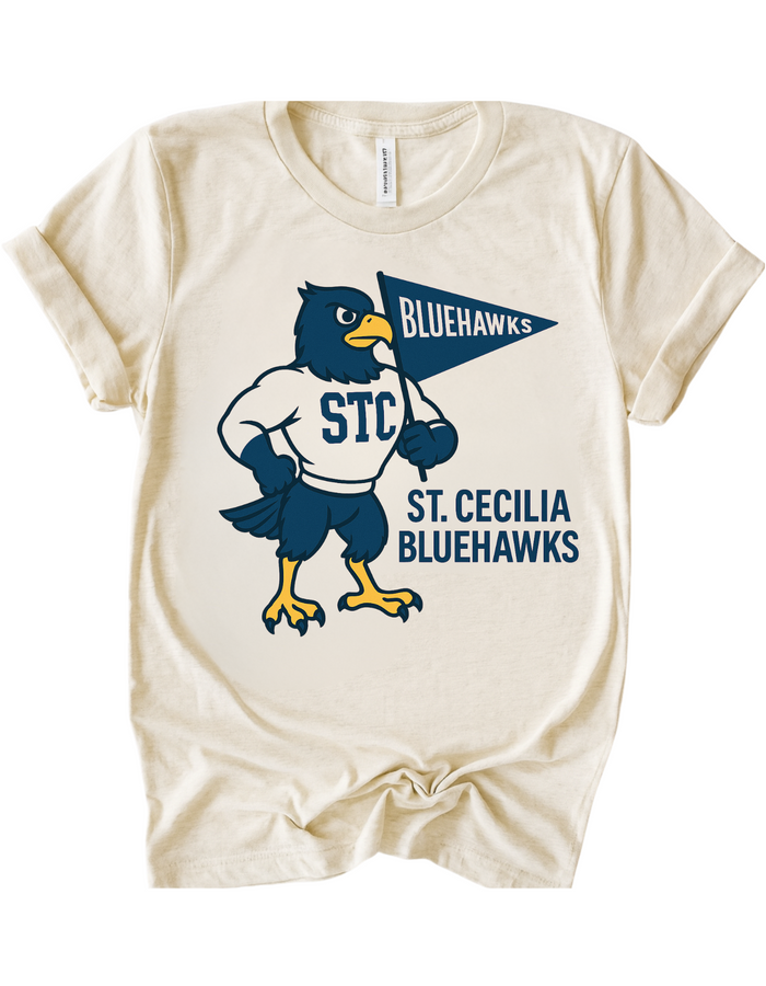 St. Cecilia Bluehawks Vintage Mascot Tee