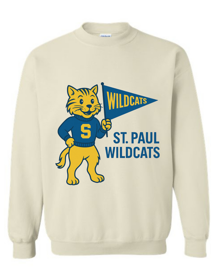 St. Paul Wildcats Vintage Mascot Tee & Sweatshirt