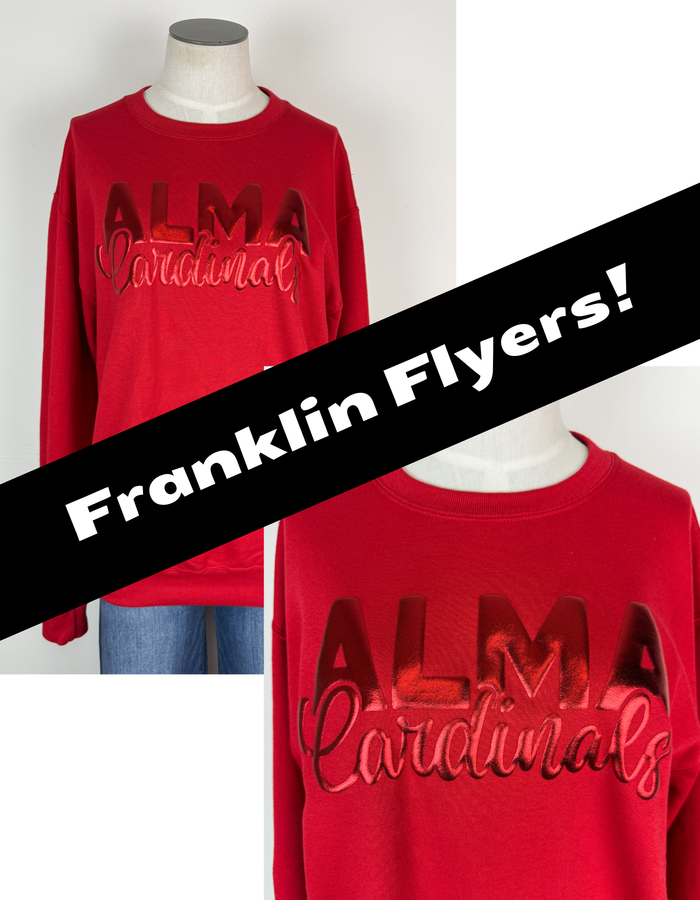 Franklin Flyers Metallic Puff School Crewneck Sweatshirts