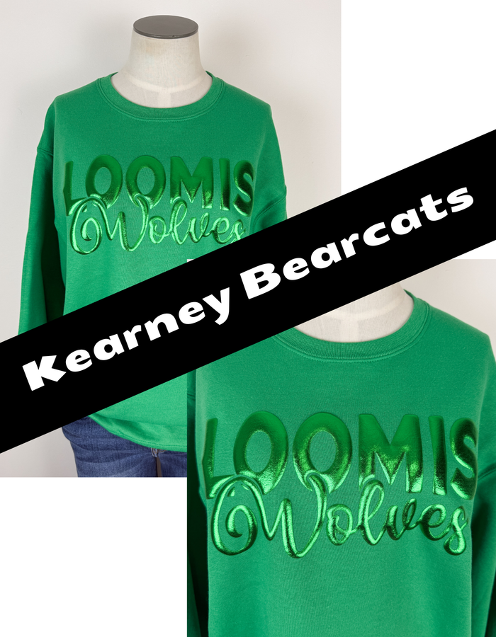 Kearney Bearcats Metallic Puff School Crewneck Sweatshirts