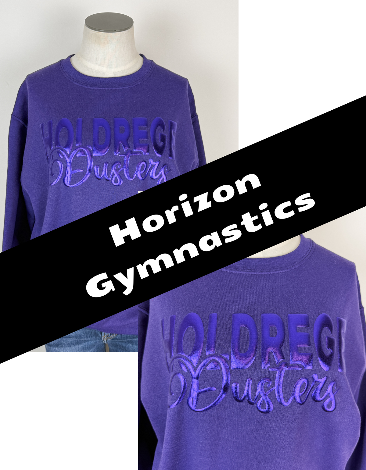 Horizon Gymnastics Metallic Puff School Crewneck Sweatshirts