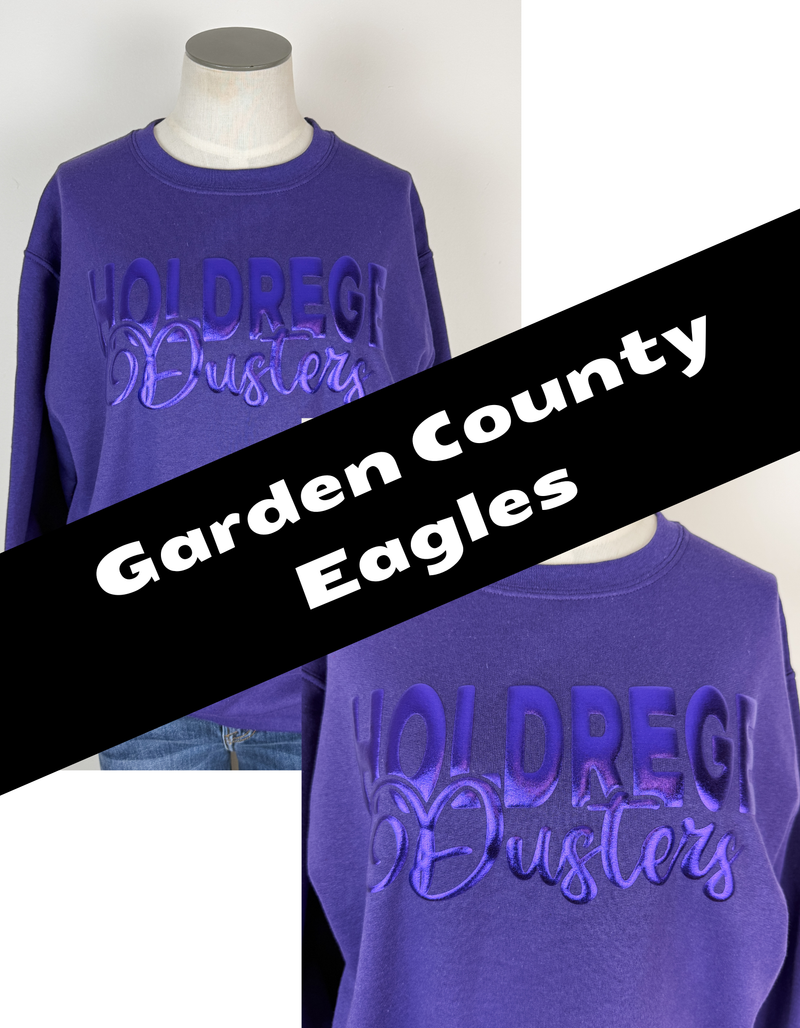 Garden County Eagles Metallic Puff School Crewneck Sweatshirts
