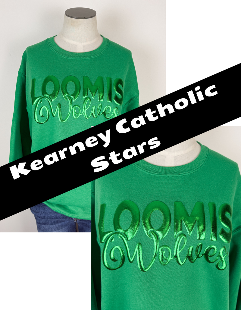 Kearney Catholic Stars Metallic Puff School Crewneck Sweatshirts