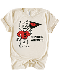 Superior Wildcats Vintage Mascot Tee & Sweatshirt