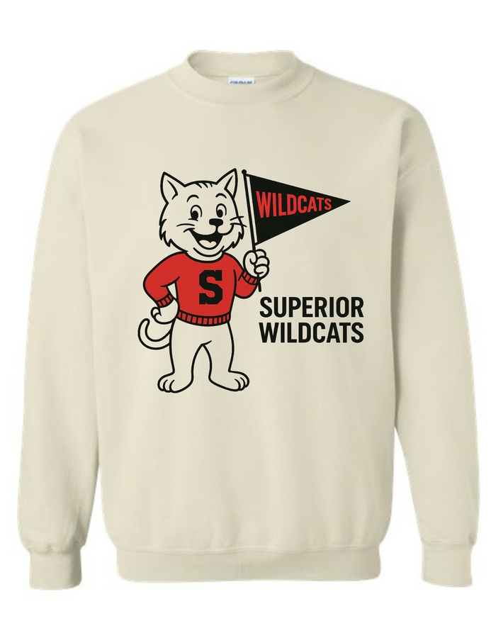 Superior Wildcats Vintage Mascot Tee & Sweatshirt