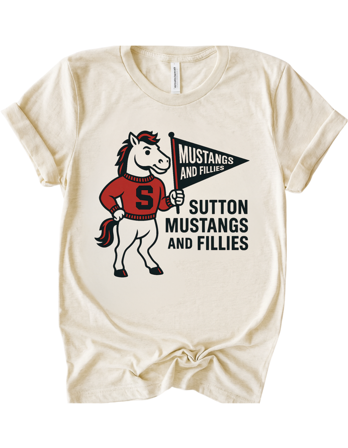 Sutton Mustangs and Fillies Vintage Mascot Tee