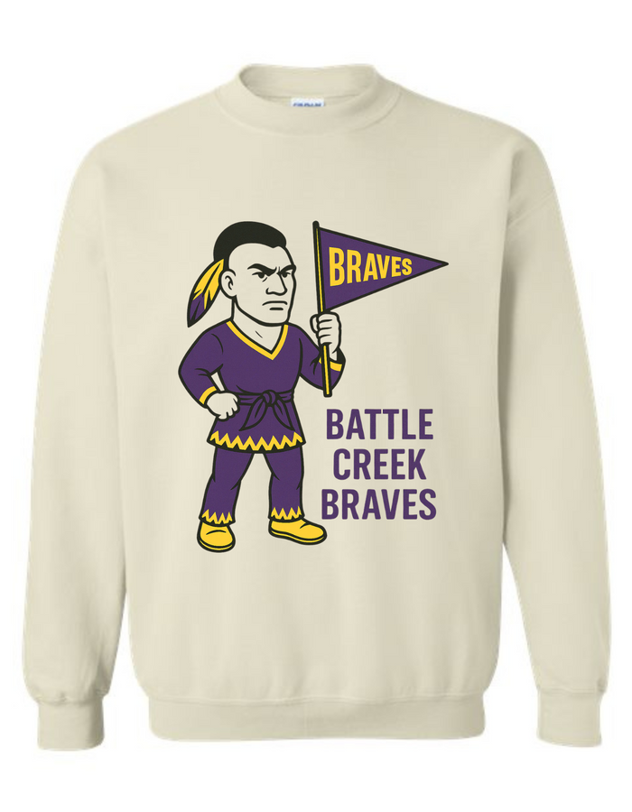 Battle Creek Braves Vintage Mascot Tee & Sweatshirt