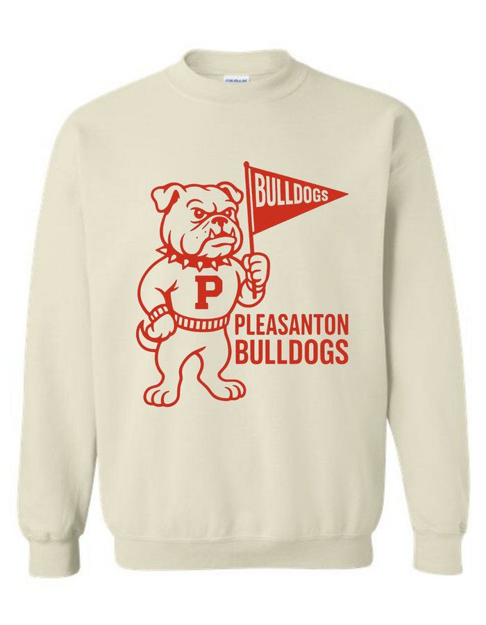 Pleasanton Bulldogs Vintage Mascot Tee & Sweatshirt