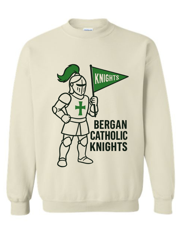 Bergan Catholic Knights Vintage Mascot Tee & Sweatshirt