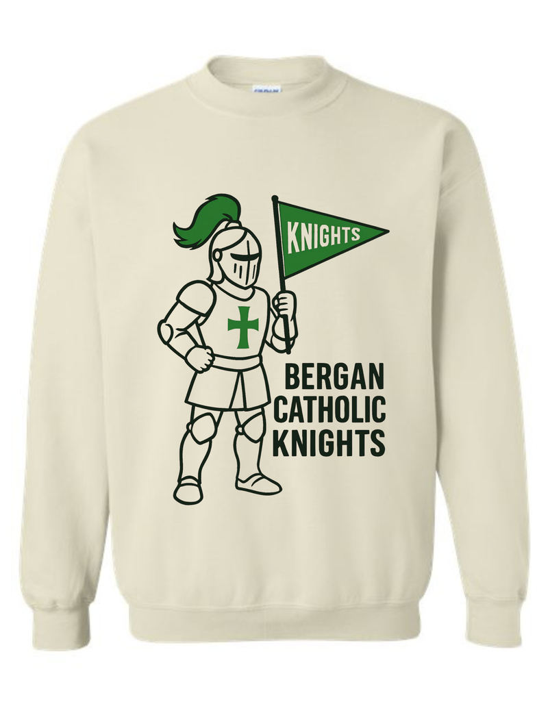 Bergan Catholic Knights Vintage Mascot Tee & Sweatshirt