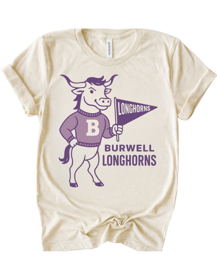 Burwell Longhorns Vintage Mascot Tee