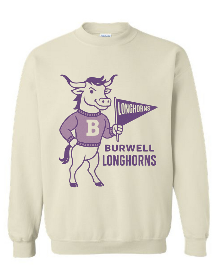 Burwell Longhorns Vintage Mascot Tee & Sweatshirt