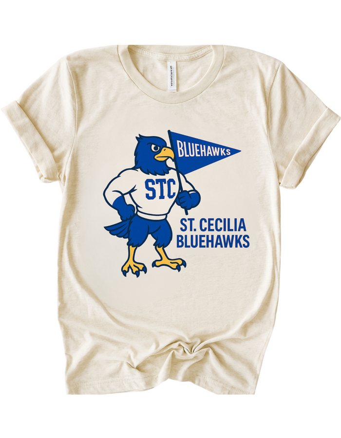 St. Cecilia Bluehawks Vintage Mascot Tee