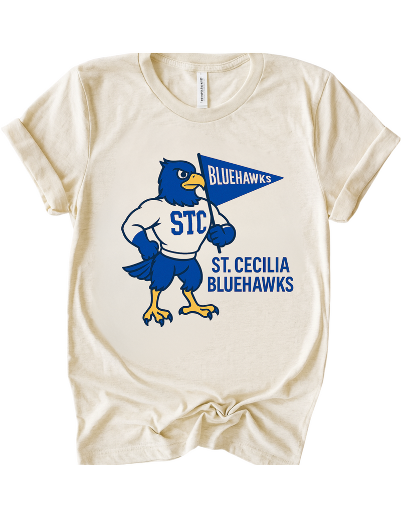 St. Cecilia Bluehawks Vintage Mascot Tee