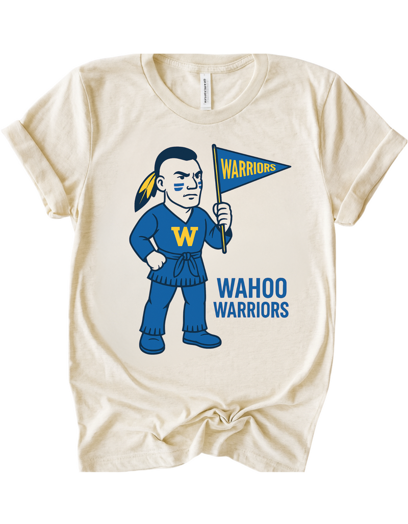 Wahoo Warriors Vintage Mascot Tee & Sweatshirt