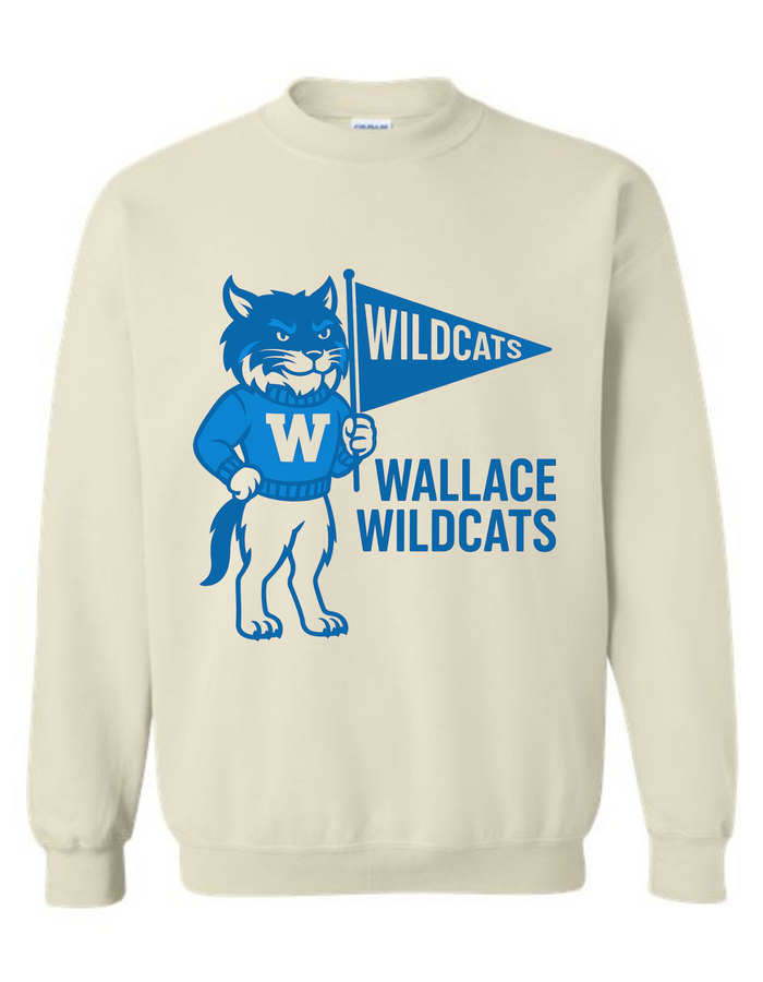 Wallace Wildcats Vintage Mascot Tee & Sweatshirt