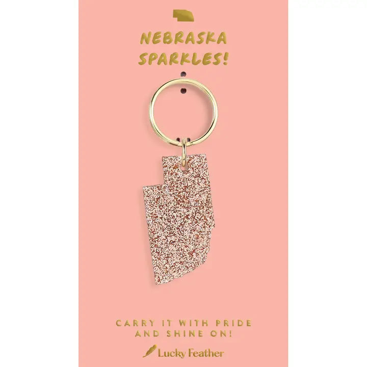 Lucky Feather Glitter Keychain