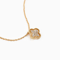 Pave Clover Necklace in Gold