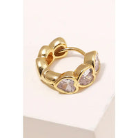 Mini Heart Huggie Earrings in Gold