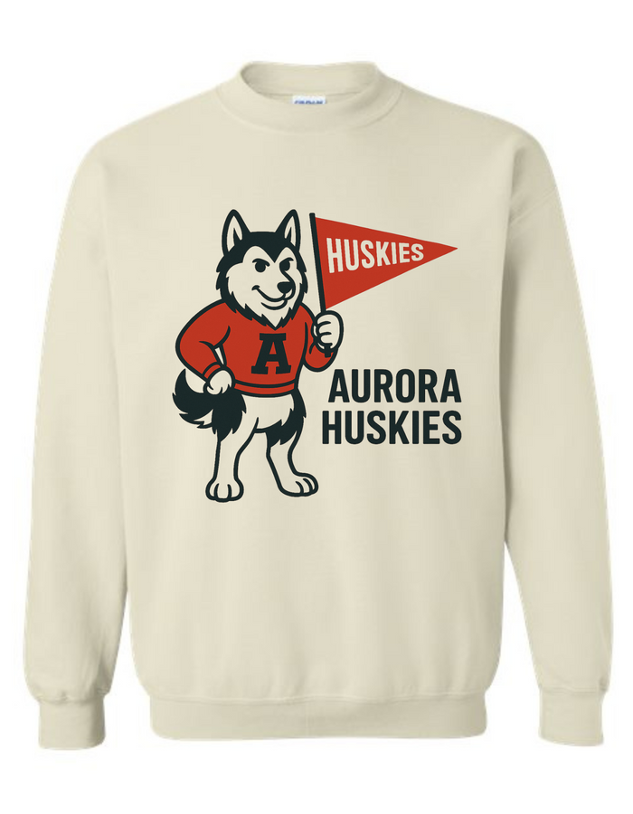 Aurora Huskies Vintage Mascot Tee & Sweatshirt