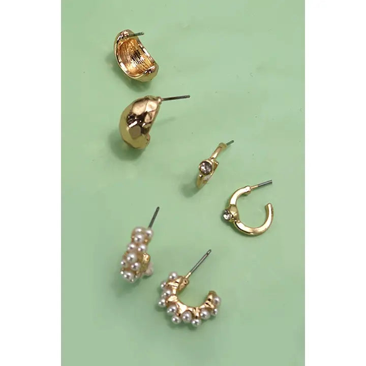 Hoop Earring Trio in Gold