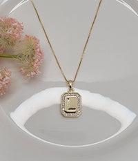 Dainty Initial Tile Necklace in Gold