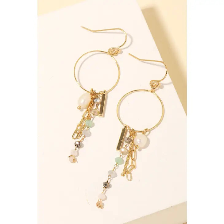 Pearl and Stone Earrings in Gold